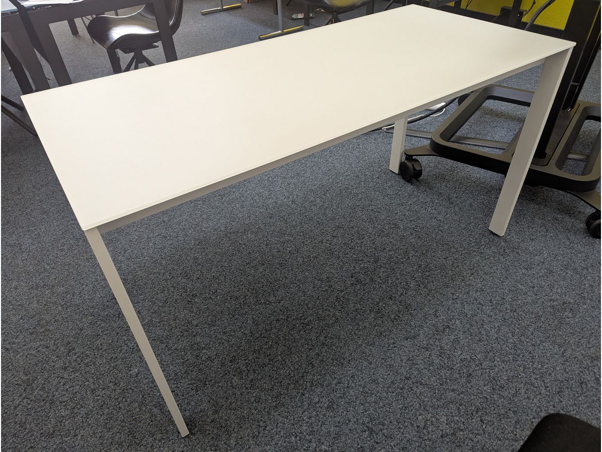 Bürotisch mit Blende Hellgrau Ätzglas - Fuss Silber