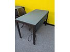 Bürotisch mit Blende Blau Ätzglas - Fuss Schwarz
