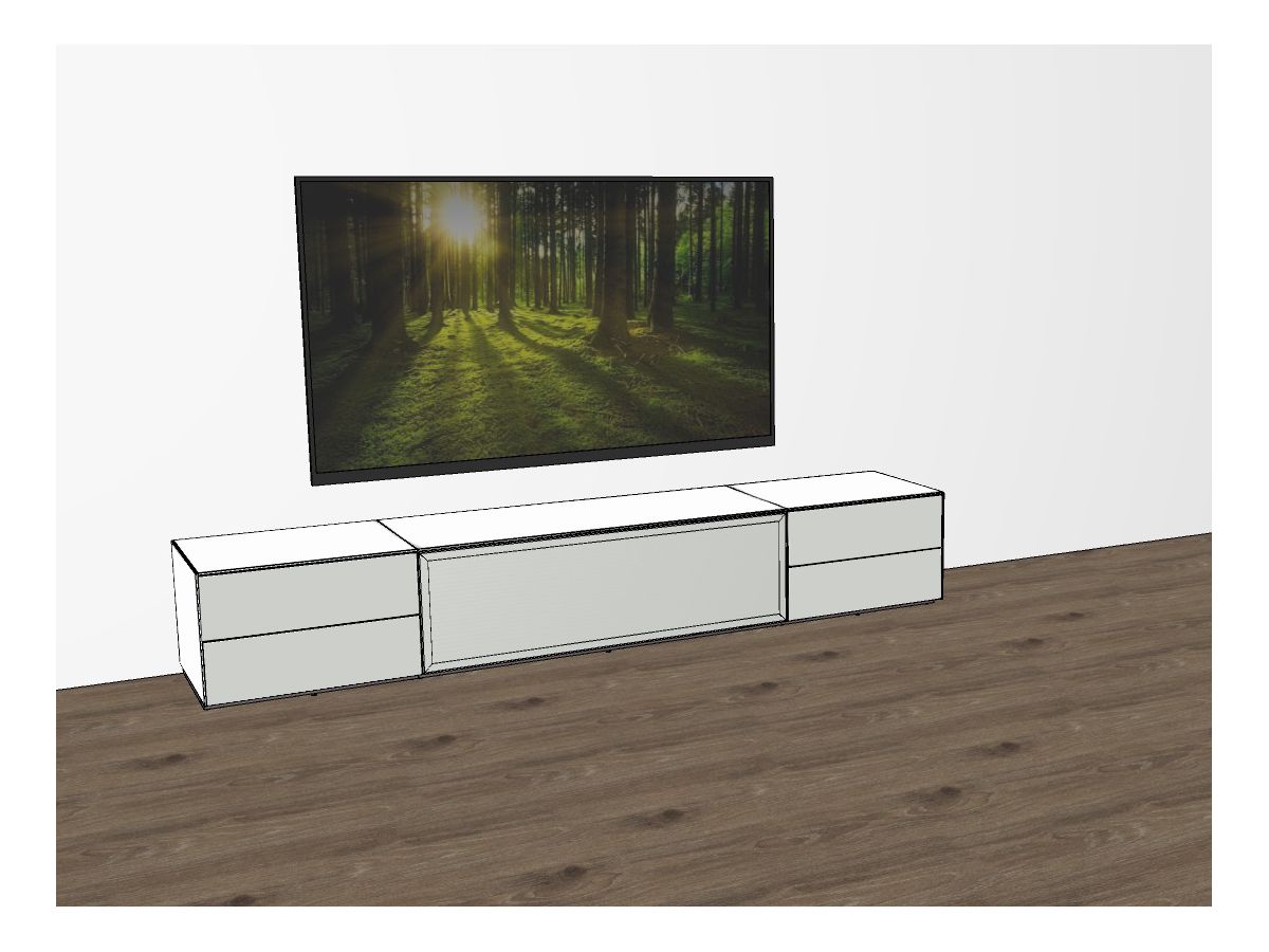 EX-Kombi 260cm - Top und Seite Weiss Mattglas