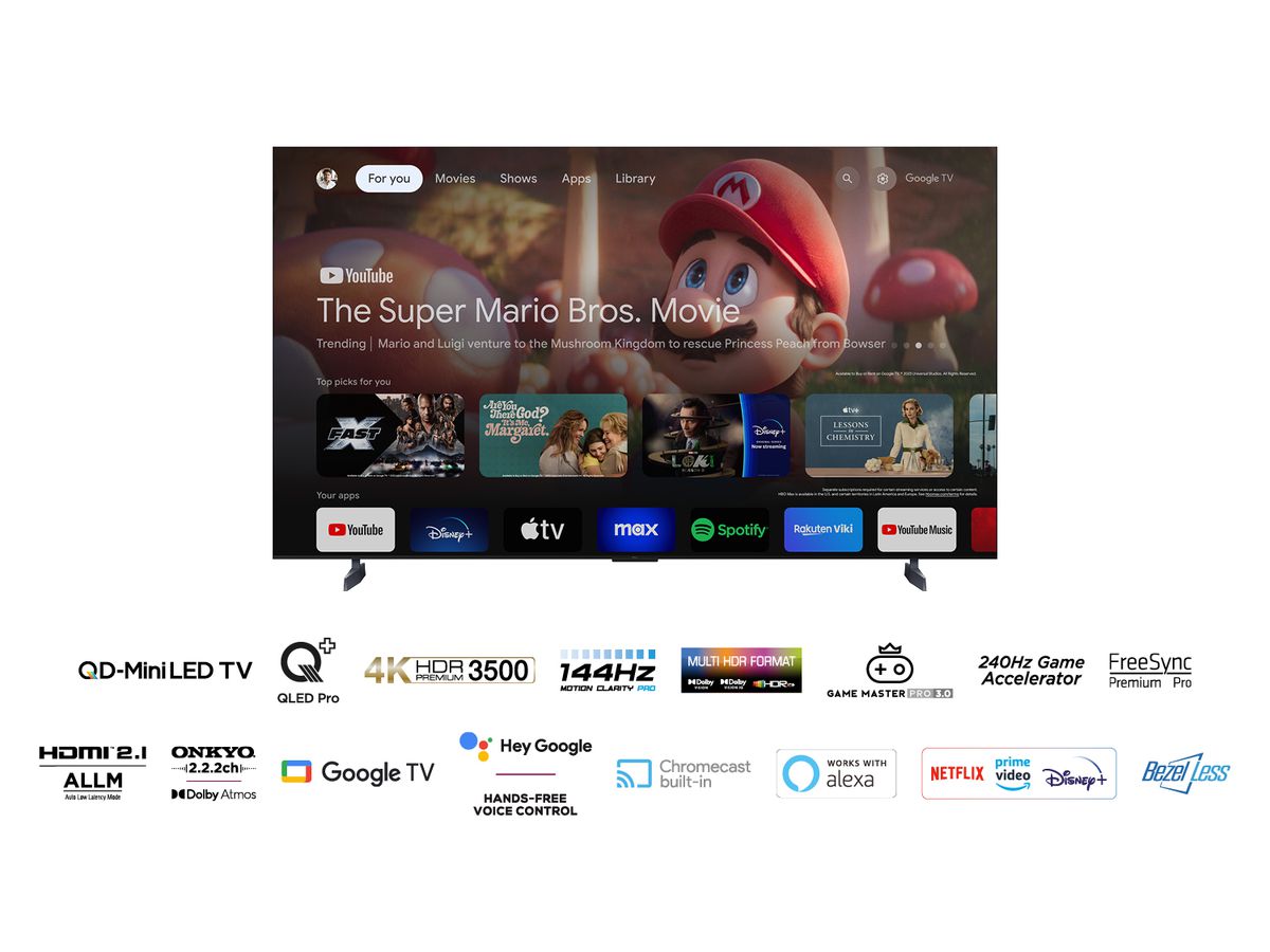 98C855 - 98 pouces, 4K UHD, MiniLED, GoogleTV, 14