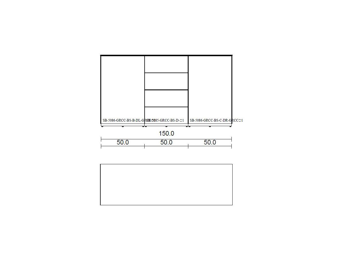 Kombination - Breite 150 cm - NEU! - Grau Ätzglas