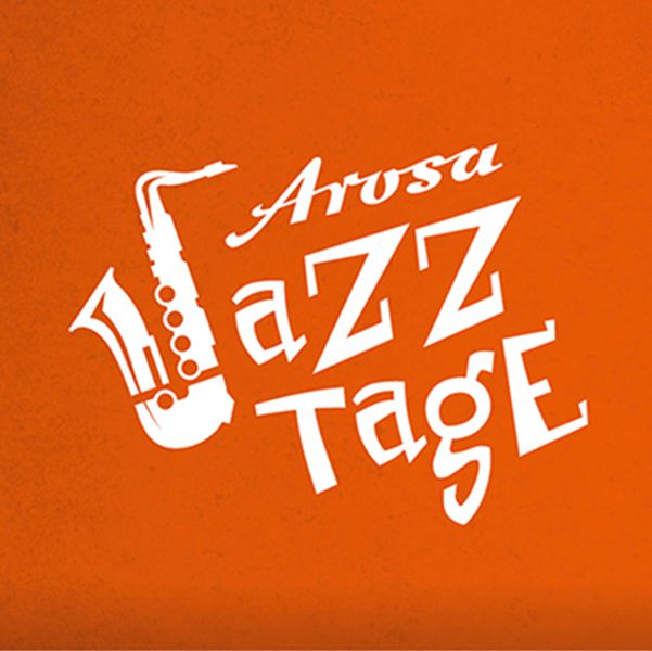 Oranger Hintergrund von Arosa Jazztage mit dem Logo
