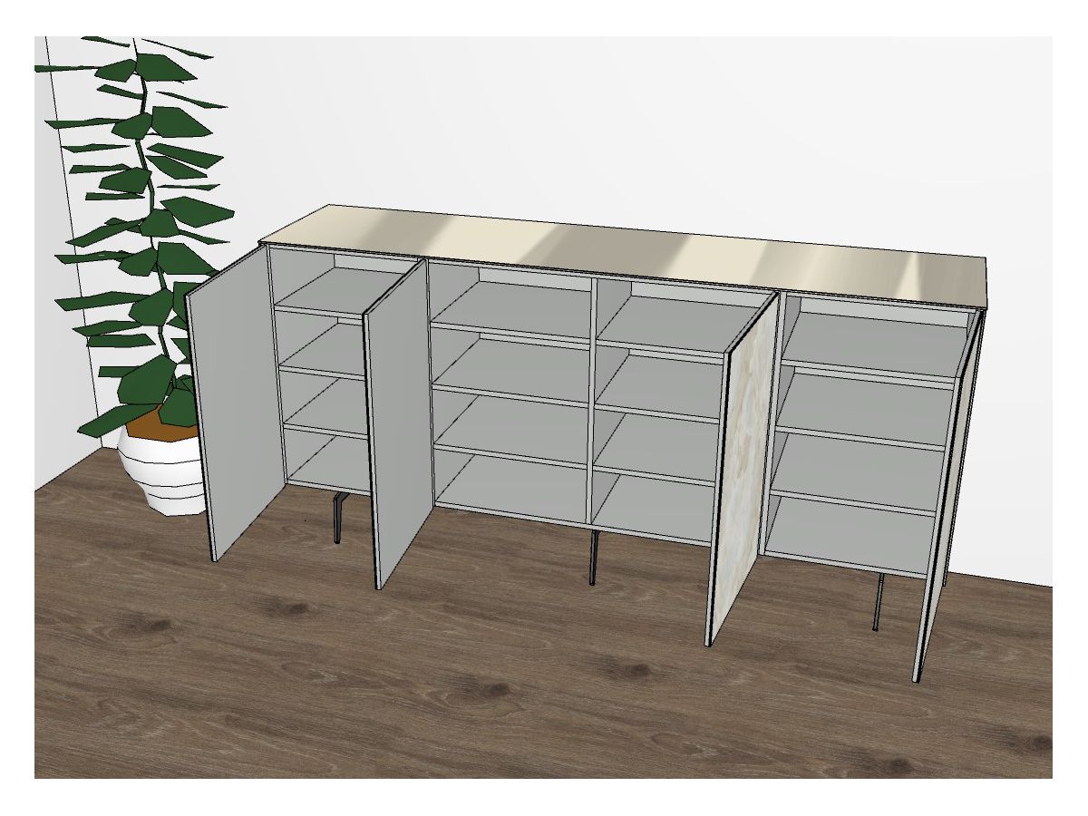 Kombination - Breite 200 cm - Sandglas - Front Keramik RDRP