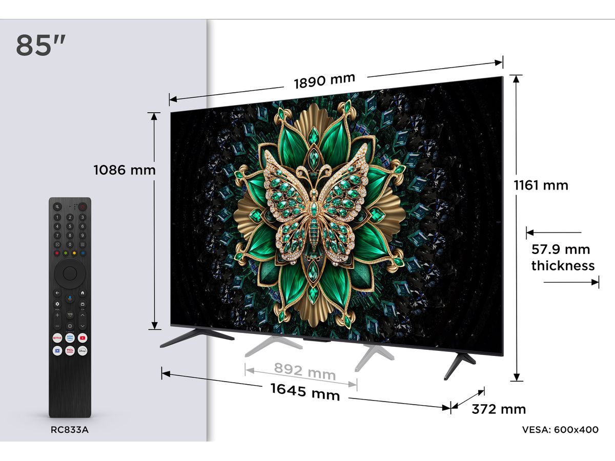 85C6K - 85 Zoll, 4K, MiniLED, 144Hz, GoogleTV