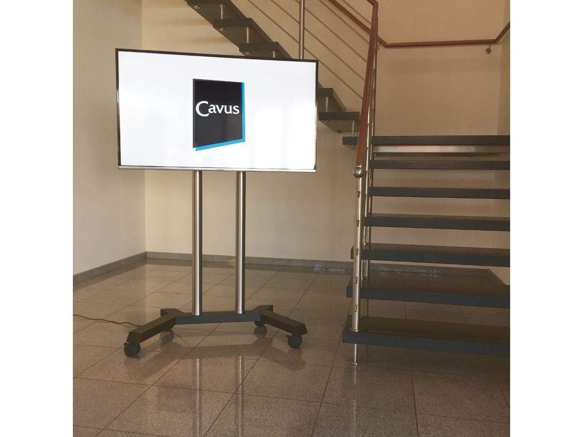 Cavus TV-Ständer 150cm/2x60cm Edelstahl - mit Rollen