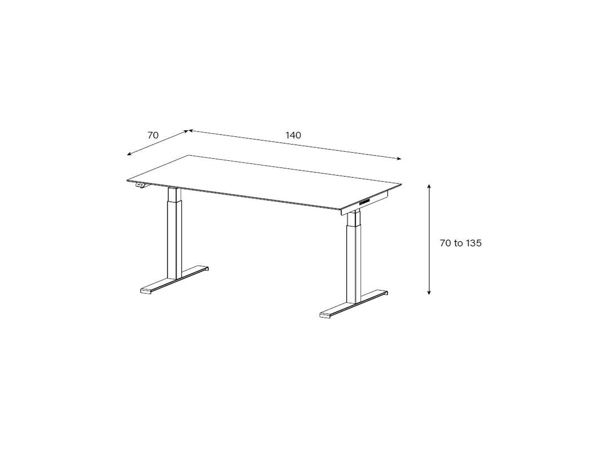Tisch mit Lift - 140x70 cm, Keramik Taupe