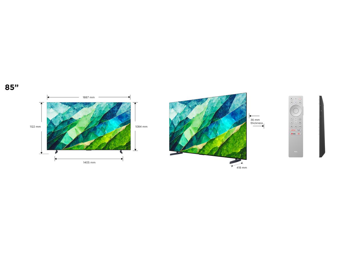 85C855 - 85 pouces, 4K UHD, MiniLED, GoogleTV, 14